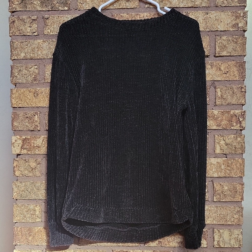 Zenana Black Textured Knit Top Size Small